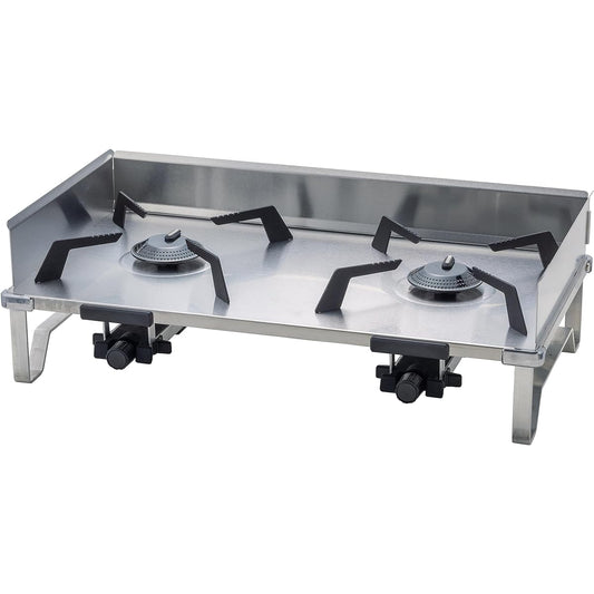 SOTO Made in Japan Two Burner Thin Stove Stainless Steel Equipped with Regulator (High Firepower and Wind Resistant) CB Can Storage Bag Included Group Camping Regulator 2 Burner GRID ST-528