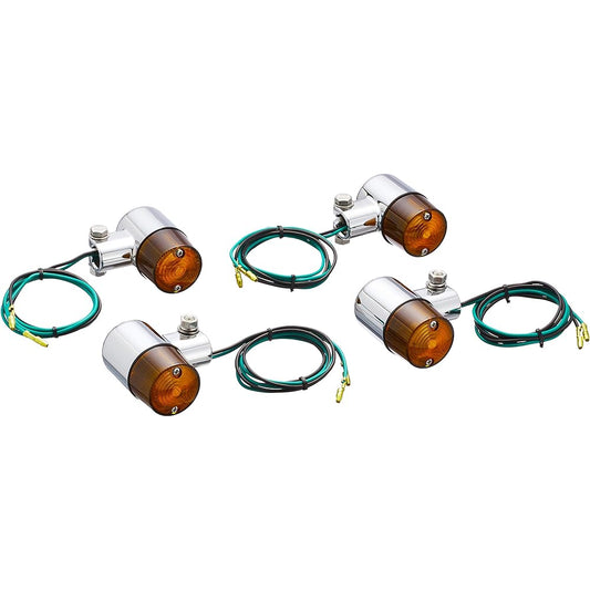 POSH Motorcycle Supplies 71 Type Turn Signal Car Model Specific Set SR400/FI('85~) SR500('85~'98) Plated Body/Orange Lens 010091-33