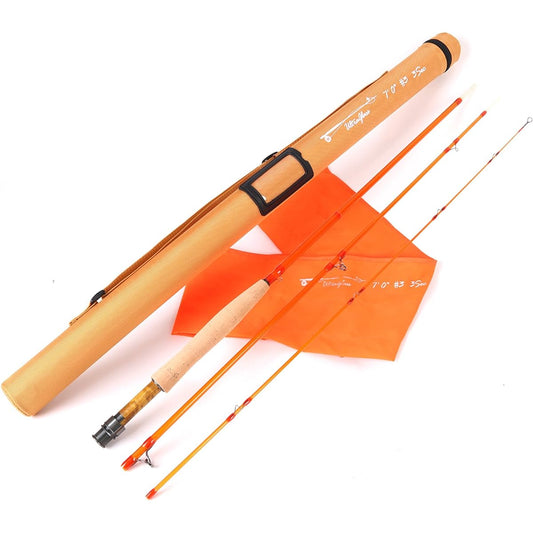 M MAXIMUMCATCH Maxcatch Fiberglass Fly Rod 3wt/4wt/5wt (Blue/Orange/Transparent/Purple) (Orange, 7’0’’ 3wt 3 Pieces)