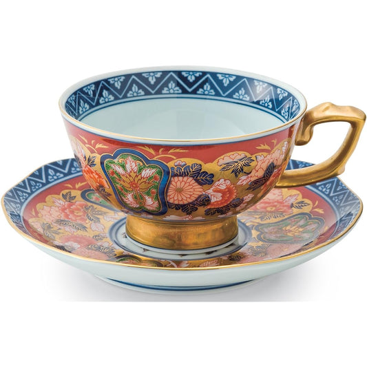 Arita Ware Shobido Main Store Gokunishiki Gold Painted Old Imari Style Tea Bowl Dish S-3047