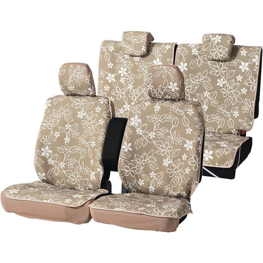 BONFORM Seat Cover Leaf Style for 1 Light Car (2 Front Seats & Rear Seat) Set Beige 4337-76BE
