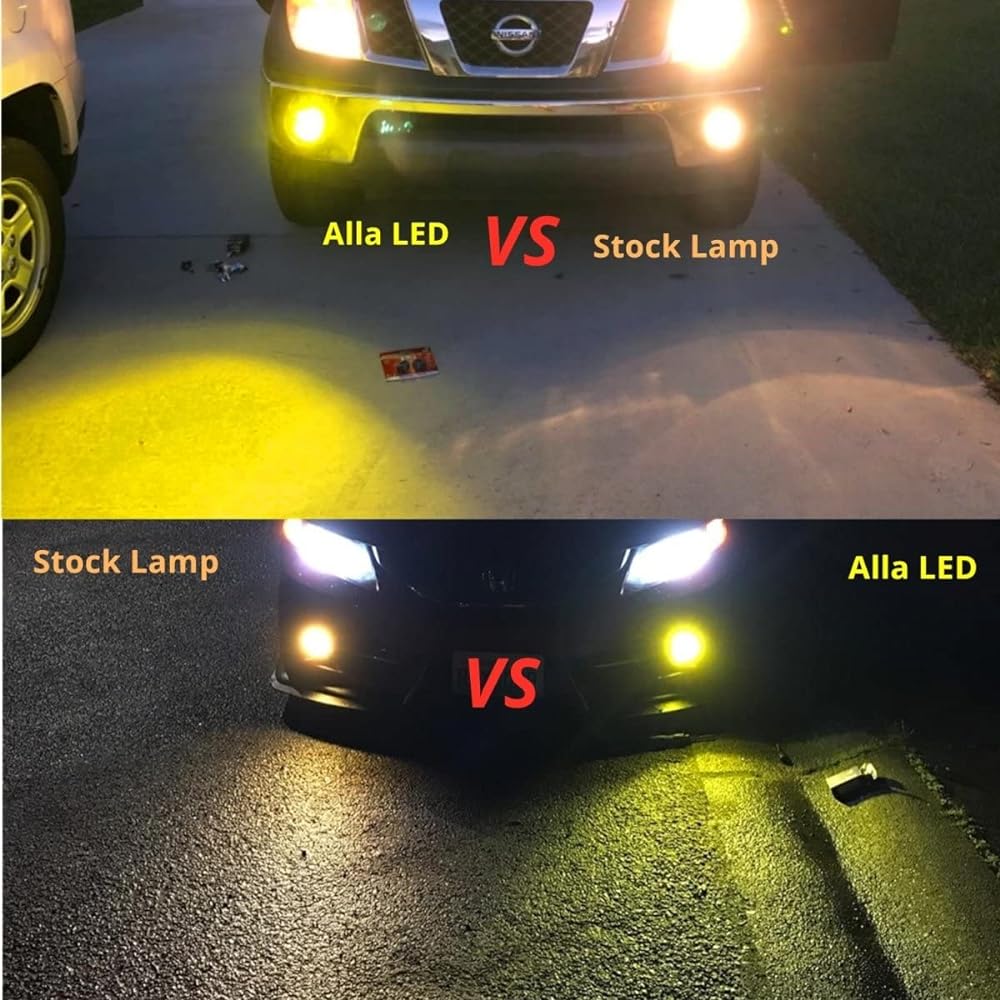 ALLA LIGHTING 2800LM H8 H8 H16 LED fog lamp bulb 3200K Golden Yellow DRL replacement vehicle Truck Xtreme Super Bright COB-72 SMD Upgrade