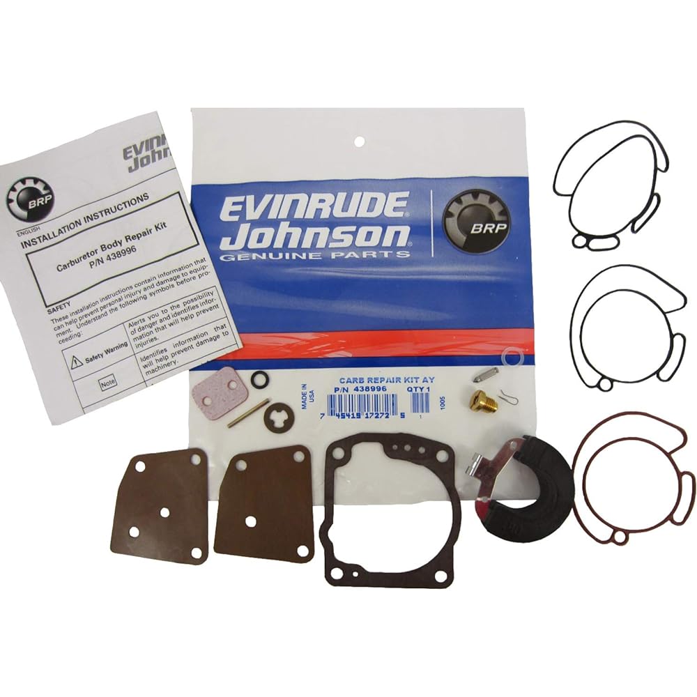 OEM BRP Johnson Evinrude Carburetor Kit with Float 115 HP 60 Degree 1995-02 (4 CYL) OEM# 438996 435442 436852