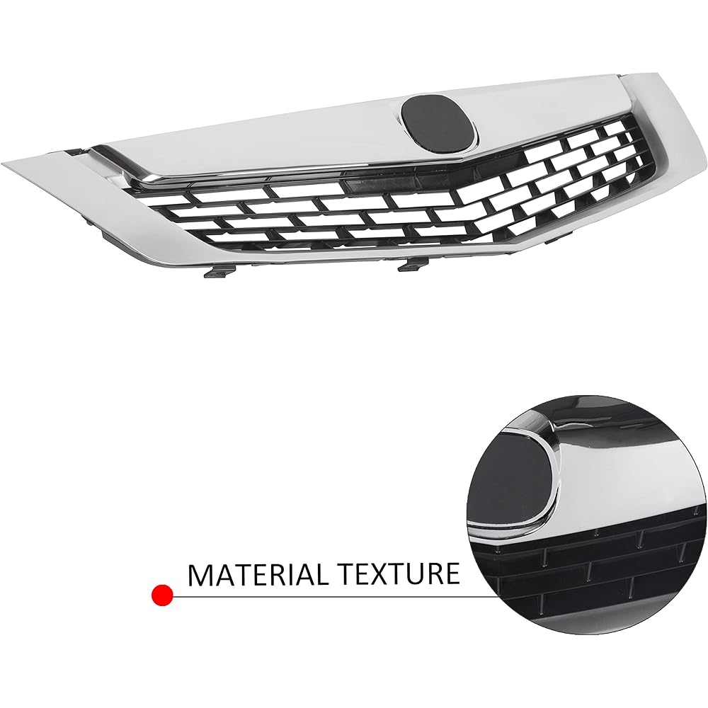 HECASA Front Grill 2009 2010 ACURA TSX Silver Plastic with Grill Molding Trim