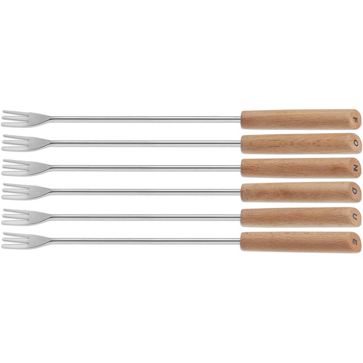 Kela Fork Wood Size: 24.5cm Fondue Fork Set of 6 Wood Grip Bergamo 79167