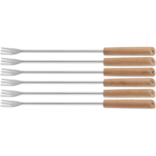 Kela Fork Wood Size: 24.5cm Fondue Fork Set of 6 Wood Grip Bergamo 79167