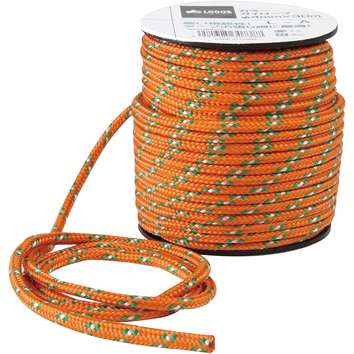 LOGOS 30m Guy Rope (Diameter 4mm x 30m) Orange