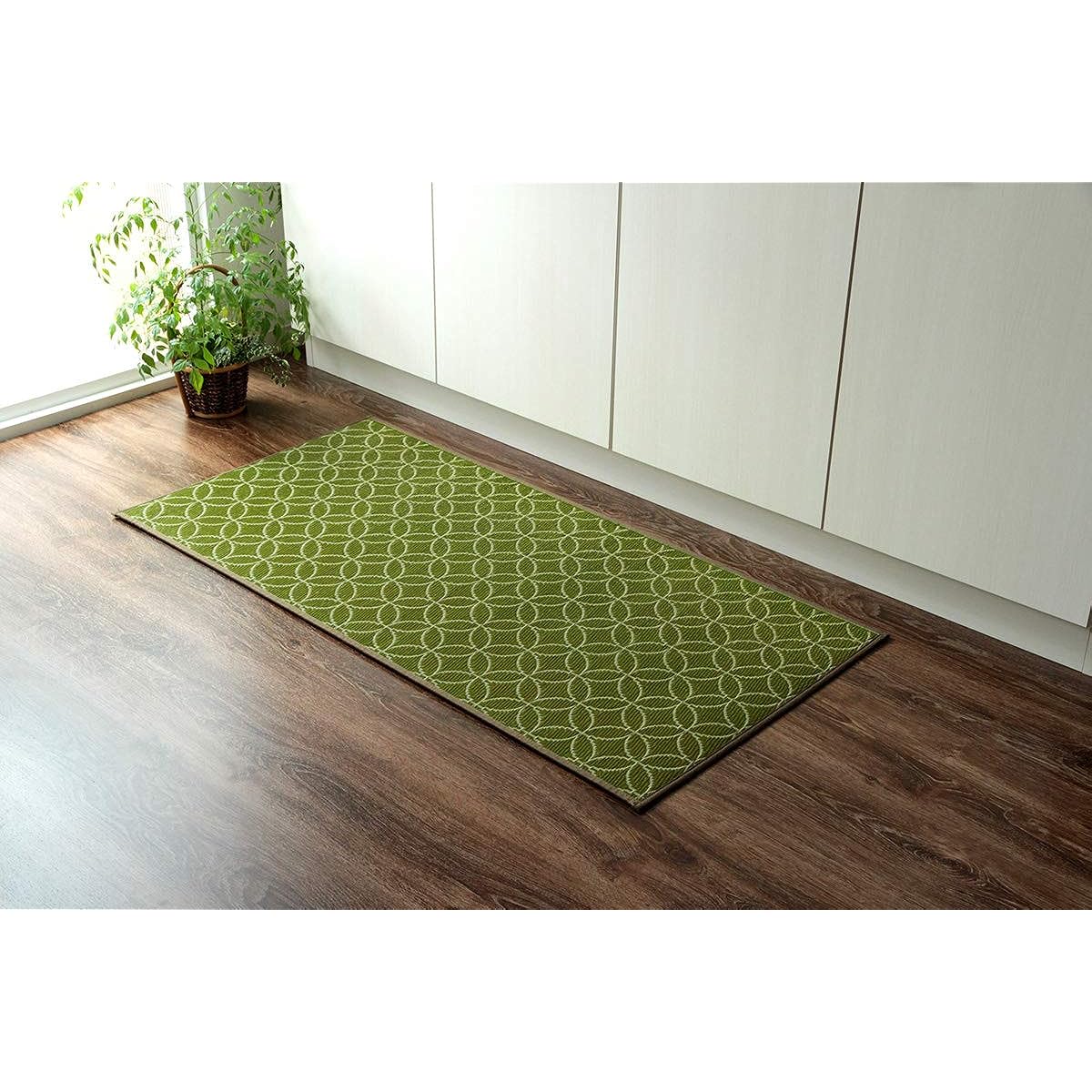Ikehiko Rush Mat Kitchen Mat Cloisonne Approx. 60 x 210cm Green Made in Japan Anti-Slip Processing Simple Japanese Modern #8243340