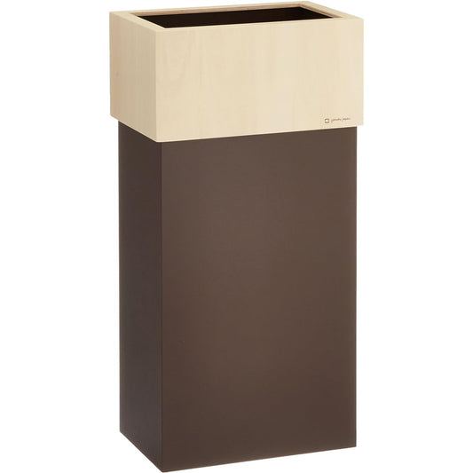 Yamato Kogei Trash Can Dust Box with Invisible Cover Double Cube 30 W CUBE 30 30L Brown YK15-011 Made in Japan