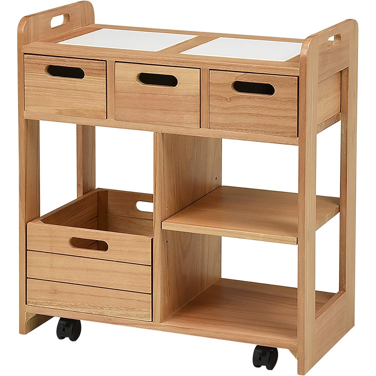 Hagiwara Kitchen Stocker Kitchen Rack Vegetable Stocker with Casters Width 60cm [Ready to Use Completed Product] Simple Wood Natural Wood MUD-6410NA
