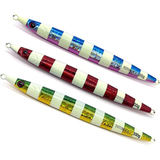 TOTOMOKA Metal Jig Lure Set of 3 200g 250g 300g Hairtail Bluefish Hairtail Sea Fishing Boat Fishing Jig Mid-Deep Sea Jigging Slow Jigging