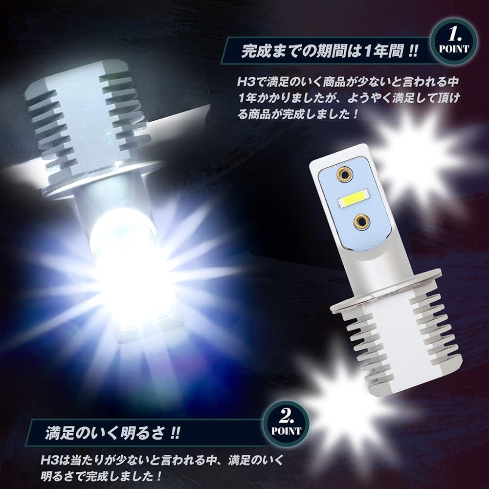 Takenous Truck Guy Purveyor Takemura Shokai 24V H3 LED Fog Lamp Built-in Lighting and Flashing Switch Truck H3LED Bulb H3 Fog LED (White Normal Polarity)