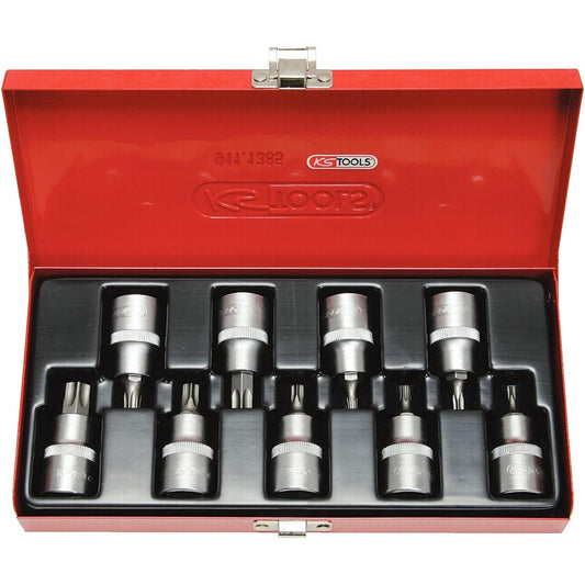KS TOOLS TX bit socket set tamperproof 9 pcs 1/2" TB20-TB60 911.1386