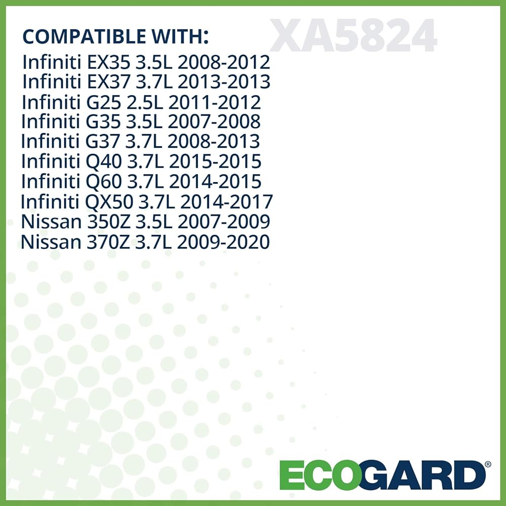 ECOGARD XA5824 Premium Engine Air Filter INFINITI G37 3.7L 2008-2013 G35 3.5L 2007-2008 QX50 3.7L 2014-2017 EX35 3.5L 2008-2012 G25 2.5L 20.5L 20.5L 11-2012, Q60 3.7L 2014-2 015, Q40 3.7 L 2015