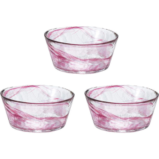 Toyo Sasaki Mentsuyu Bowl Japanese Glass Red Approximately φ11.5 x 5.3cm 3 pieces 41522