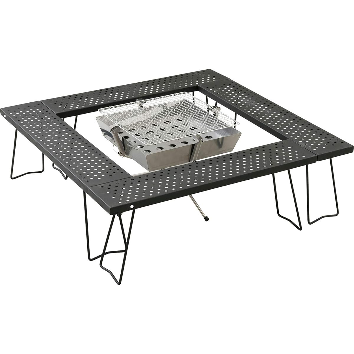 [Campers Collection Yamazen] Table Camping Outdoor (Bonfire Barbecue) Free Combination (Hearth Style Low Table) Black TT-8366