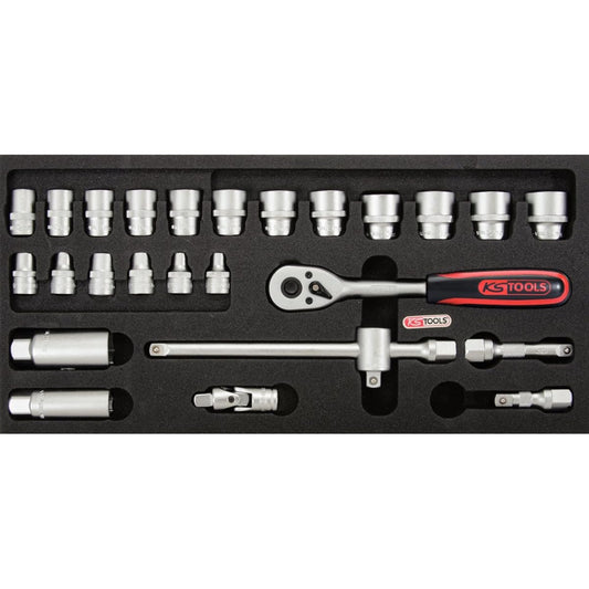 KS TOOLS Socket set 3/8" 25 pcs 1/3 system insert 811.1302