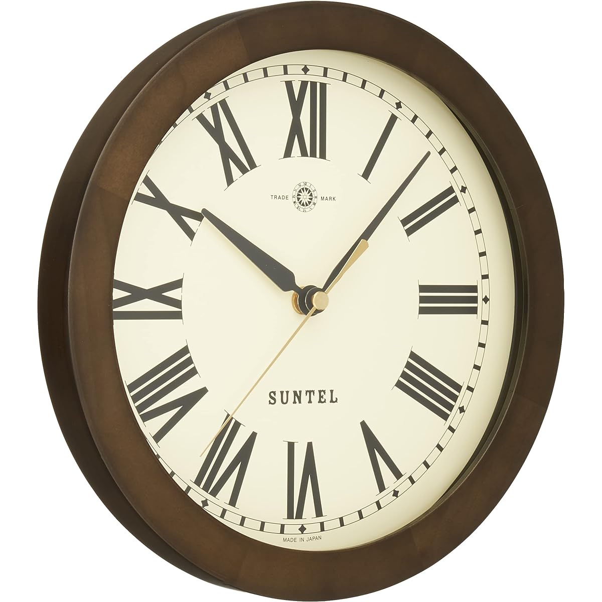 Suntel Wall Clock, Dark Brown, Diameter 250 x 60mm, Simple Radio Controlled Clock, Rome, Dark Brown, SR03-DBR R