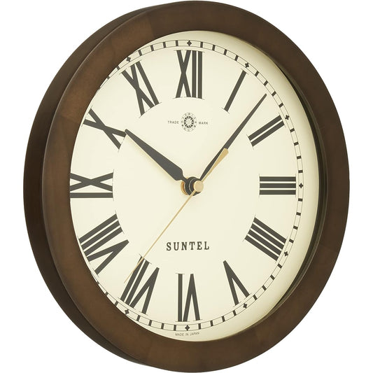 Suntel Wall Clock, Dark Brown, Diameter 250 x 60mm, Simple Radio Controlled Clock, Rome, Dark Brown, SR03-DBR R