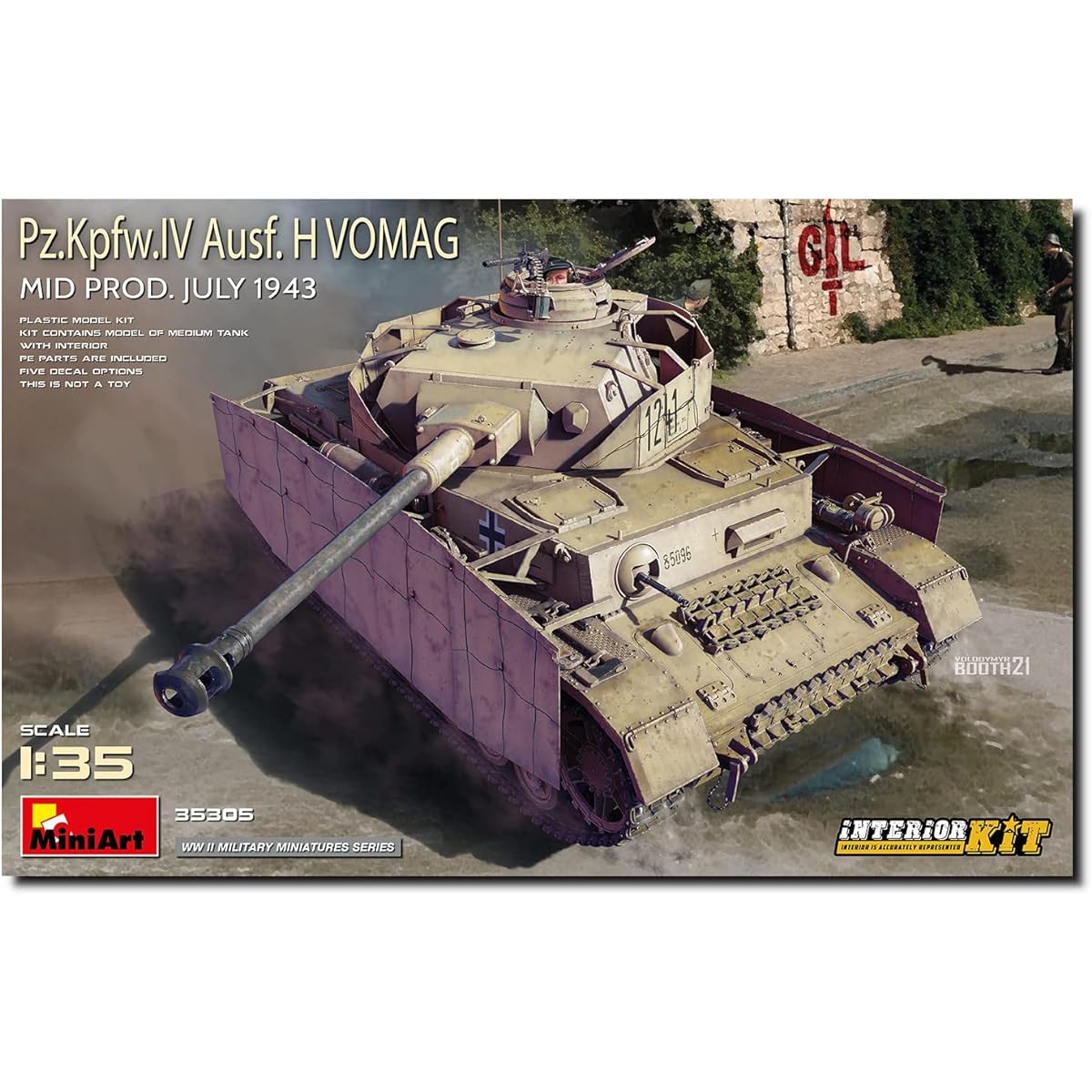 Miniart 1/35 German Army Panzer 4 H Type Vomag Mid-term Type July 1943 Full Interior Plastic Model MA35305