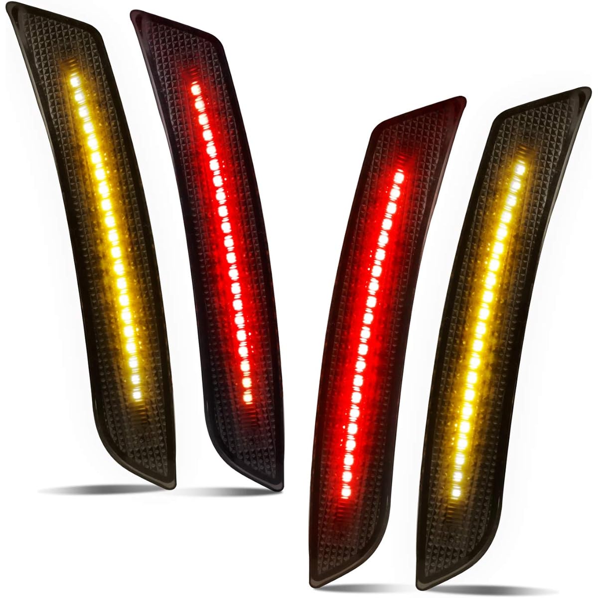 RUXIFEY Smoke LED Side Marker Light Frontoria Bumper Side Marker Reflector 2016 ~ 2021 Camaro Red Amber 4 Pack