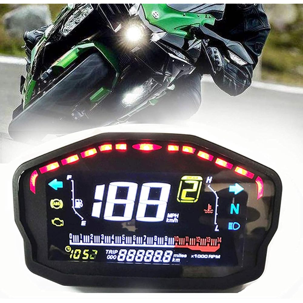 SAMDO Universal Motorcycle Speedometer Odometer Tachometer 14000 RPM 199 Kph Mph Motorcycle Refit Water Temperature Gauge VA Real Color