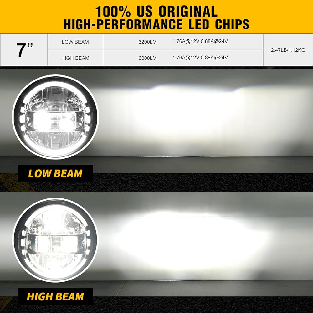LX-LIGHT DOT approval Black 7 inch LED Headlight White Hatlolling Jeep Langler JK JK TJ LJ JL Hummer H1 H2