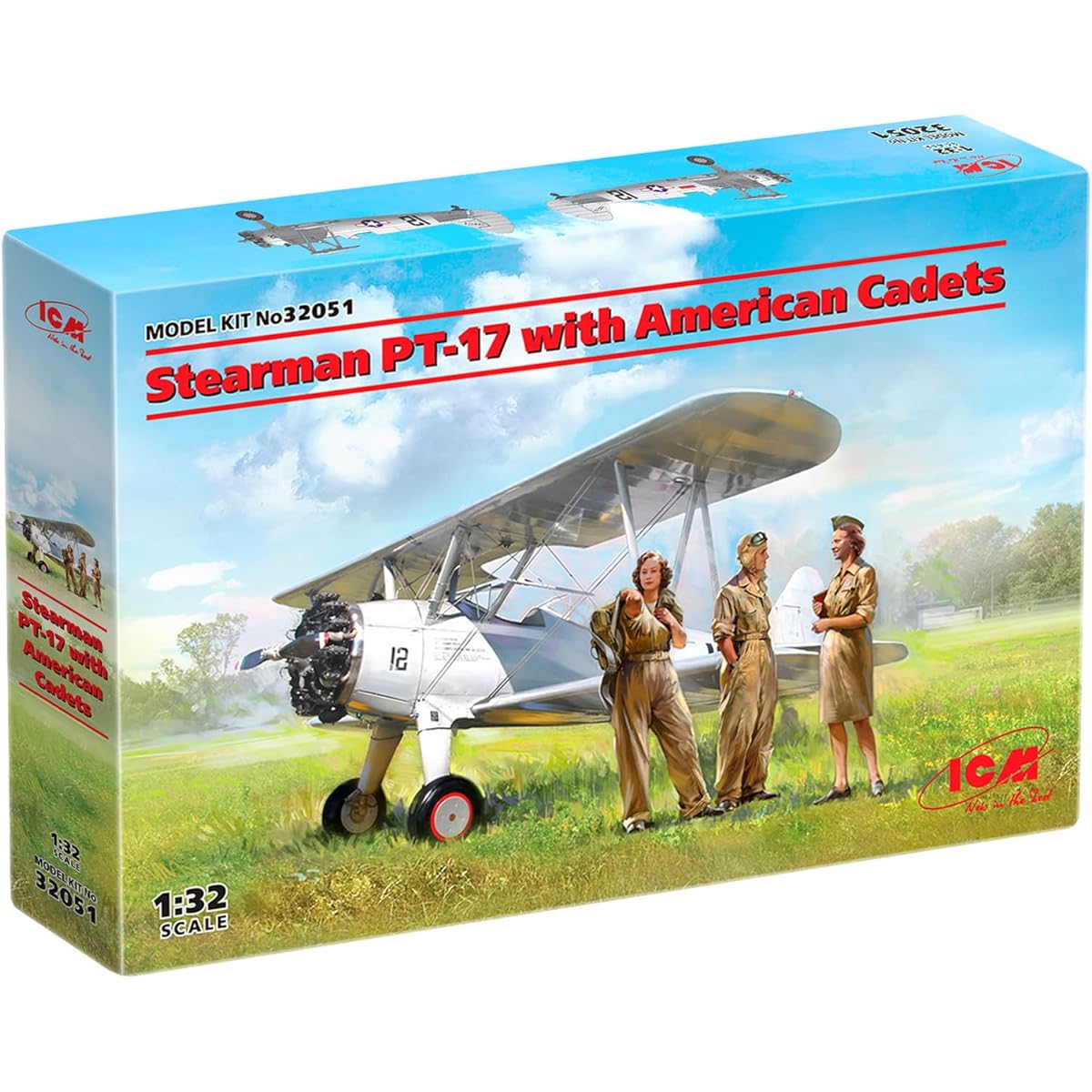 ICM 1/32 US Air Force Stearman PT-17 w/Female Cadet Plastic Model 32051