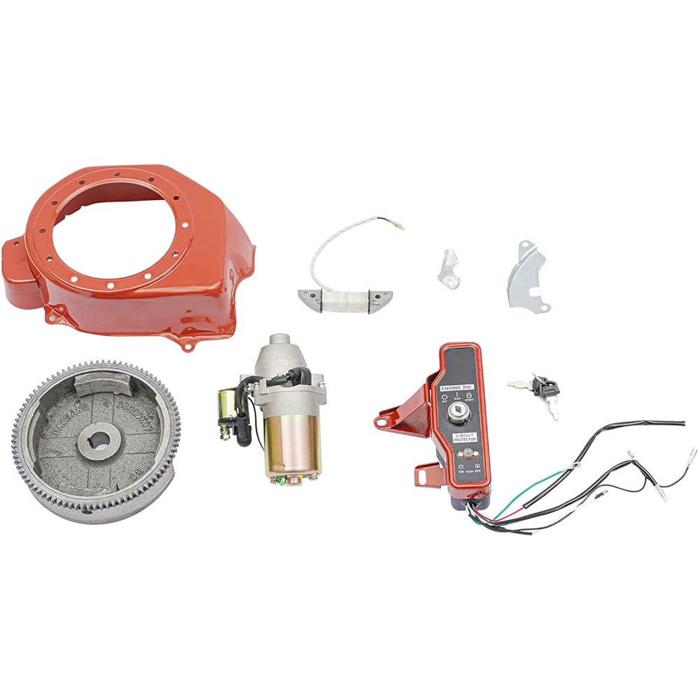 Electric Start Kit for Honda GX160 GX200 5.5HP 6.5HP Engine Starter Motor Flywheel Charging Coil Ignition Key Switch Box Fan Cover Shroud