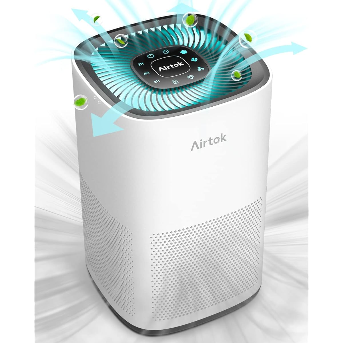 AIRTOK Air Purifier, 30 Tatami Mats, Pollen Countermeasure, 5-layer Disinfection, Dust Collection, Energy Saving, 3 Stages of Air Volume/Time Settings, Easy to Operate, Dust/Pet/PM2.5 Compatible, Night Light Included