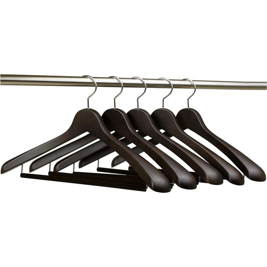 [Nakata Hanger] Made in Japan Large Wooden Men's Suit Hanger Set of 5 Felt Bars Smoke Brown SET-01 (460mm)