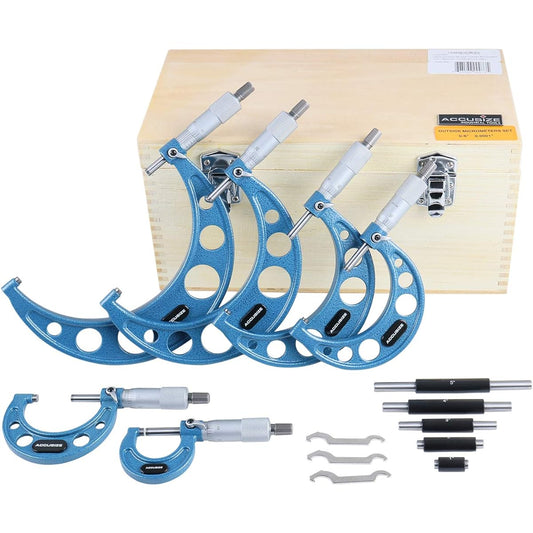 Accusize Industrial Tools - Carbide TIPS 0-6" x 0.0001" Ultra Precision Outer Micrometer 6pcs/set