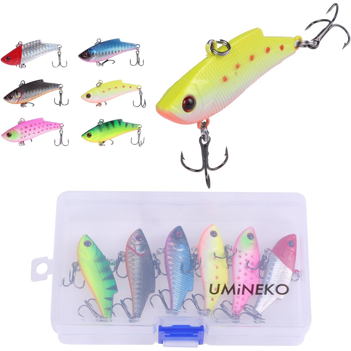 Umineko (UMiNEKO) Vibration Seabass Lure Set of 6 60mm 6cm 10g NKVB003 KEEP Range Vibration Lure Case Seabass Horse Mackerel Rockfish Blue Fish Managed Fishing Area
