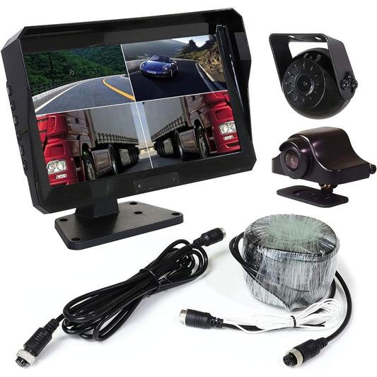 On-dash monitor recording function 11 inch split screen 2 camera set 4 inputs linked display normal image mirror image back camera front camera 4 pin compatible 12V 24V SV3-TKR1101-S01