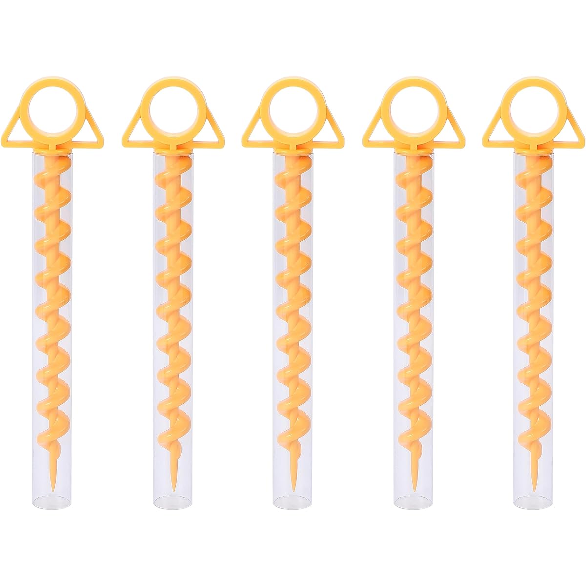 TKcraft Screw Pegs Plastic (ABS) Pegs 29 cm x 5 pcs Ideal for soft ground such as sandy beaches Camping Beach Tent Tarp Setup (Yellow)