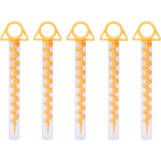 TKcraft Screw Pegs Plastic (ABS) Pegs 29 cm x 5 pcs Ideal for soft ground such as sandy beaches Camping Beach Tent Tarp Setup (Yellow)