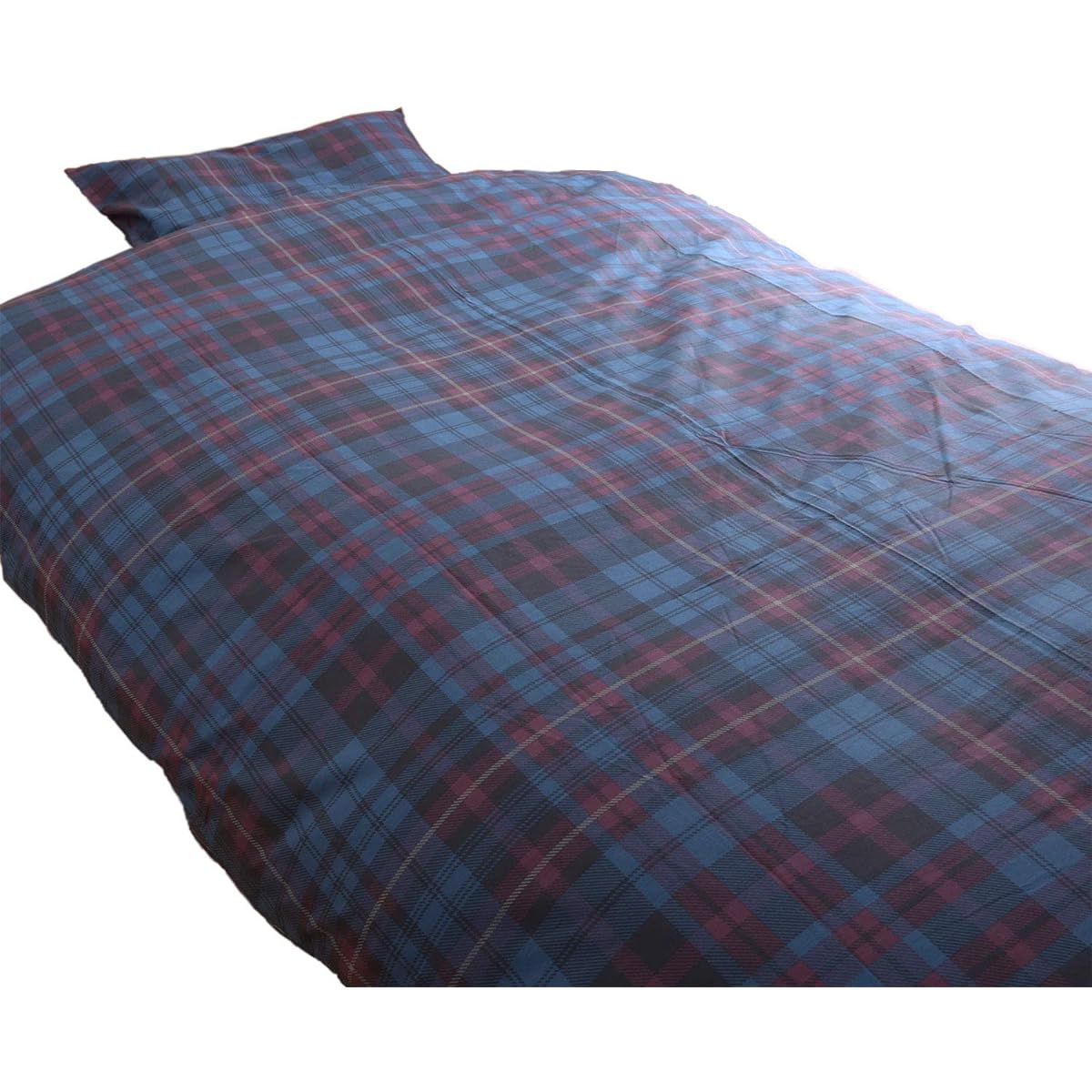 Showa Nishikawa Duvet Cover 100% Cotton Checked Pattern Double Size Navy 190 x 210cm Satin Cotton Simple Stylish Cute 2240177565317