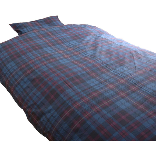 Showa Nishikawa Duvet Cover 100% Cotton Checked Pattern Double Size Navy 190 x 210cm Satin Cotton Simple Stylish Cute 2240177565317