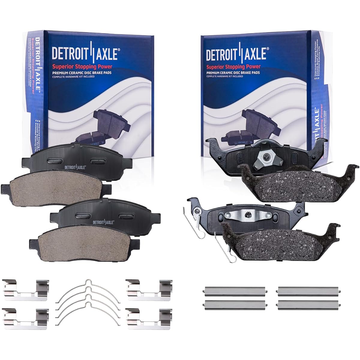 DETROIT AXLE-Front & rear replacement Brake pad with hardware 2004 FORD F-150 New Body Style- [2005-2008 Ford F-150] --2006-2008 Lincoln Mark LT