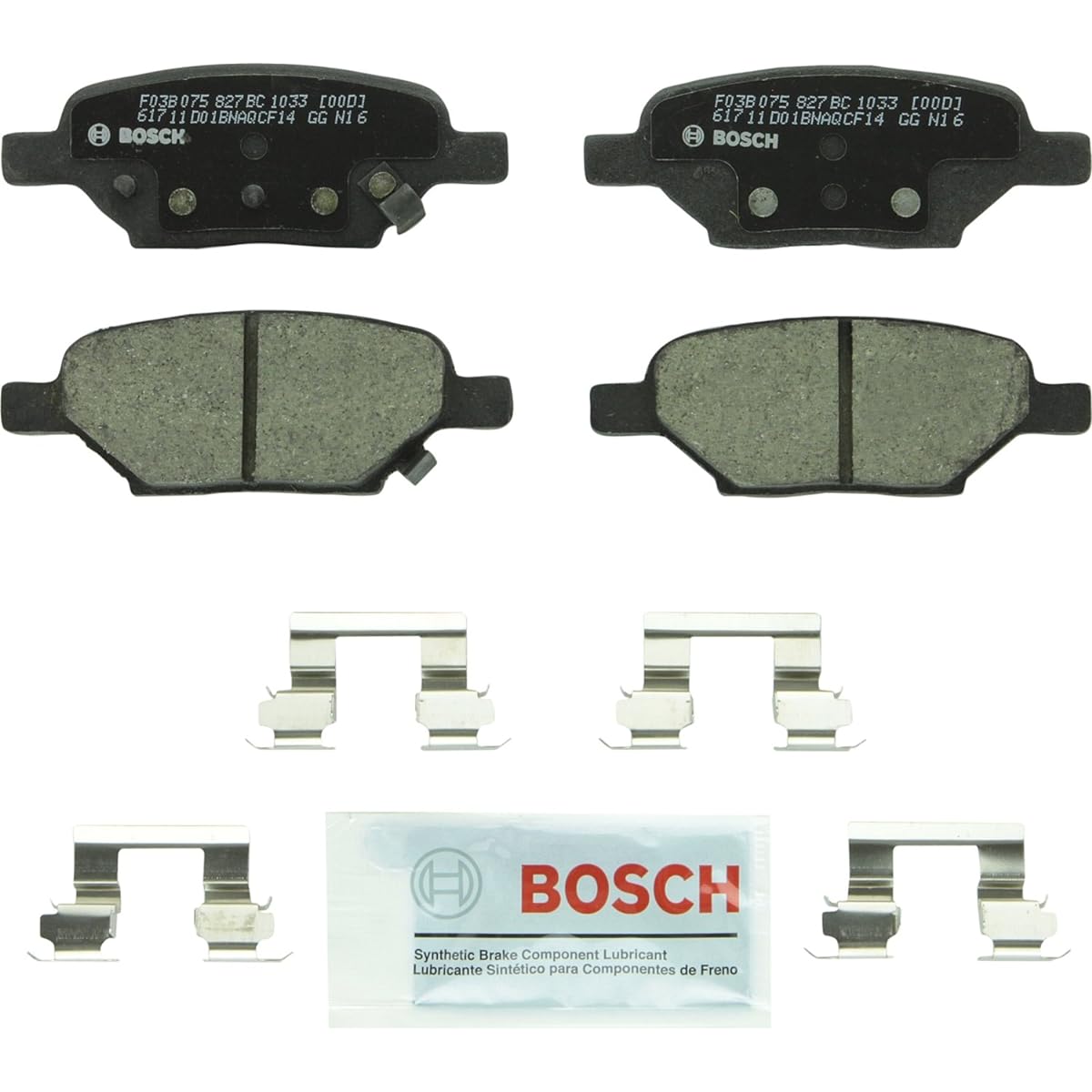 BOSCH BC1033 QUIETCAST Premium Ceramic Disc Brake Pad Set for Chevolley: 05-09 HHR, 04-12 Malibu; Pontiac: 07-10 G5, 05-10 G6, 2006 Pursu -07 Ion; Rear