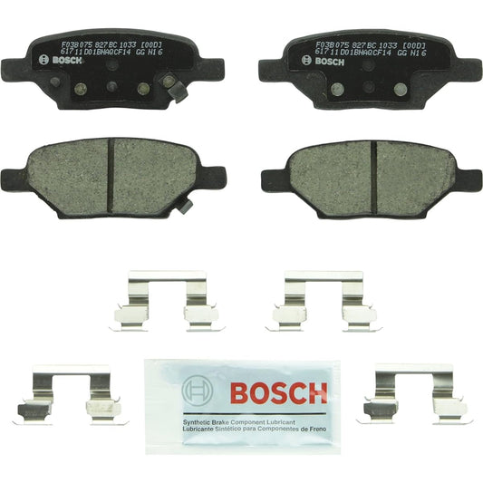BOSCH BC1033 QUIETCAST Premium Ceramic Disc Brake Pad Set for Chevolley: 05-09 HHR, 04-12 Malibu; Pontiac: 07-10 G5, 05-10 G6, 2006 Pursu -07 Ion; Rear