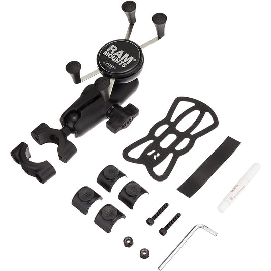 RAM MOUNTS Mount Set X Grip & Bar Mount Base (Standard Arm) Bar Diameter 19mm-25.4mm for Smartphones Black RAM-B-408-75-1-UN7U