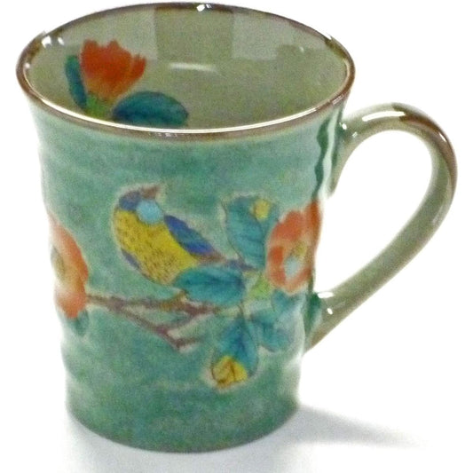 Kutani ware [mug] camellia and bird "middle picture"