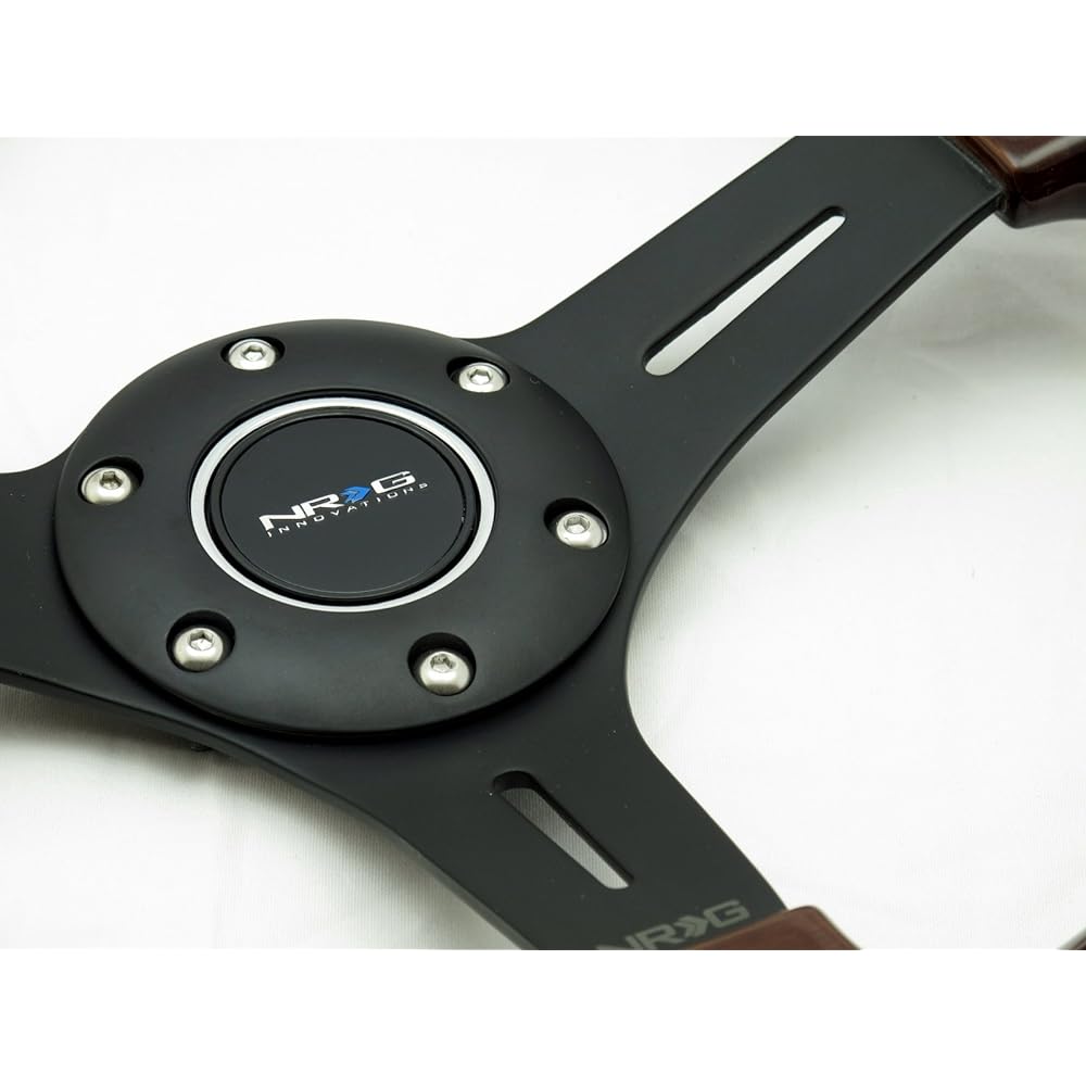 NRG Innovations ST-015-1BK Classic wood grain wheels (330mm, 3 spoke center mat black)