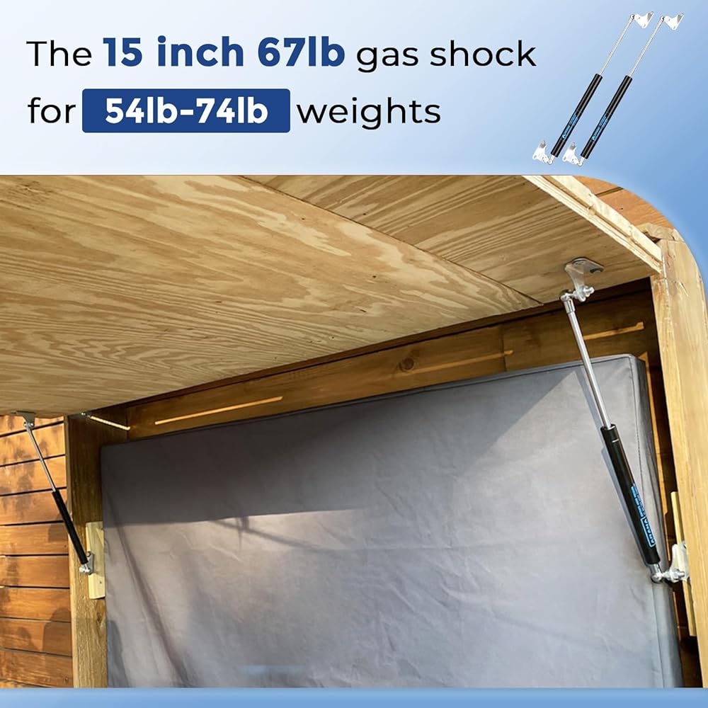 ARANA 15 -inch Lift Support Strut Gas Spring Shock 300N/75 Pound propeller per Pound RV Bed Bed Floor Hatch Trap Door TV Cabinet High Durable Box Lid Window Camper Shell L Mount 2 pieces (load capacity 55 ~ 75 pounds)