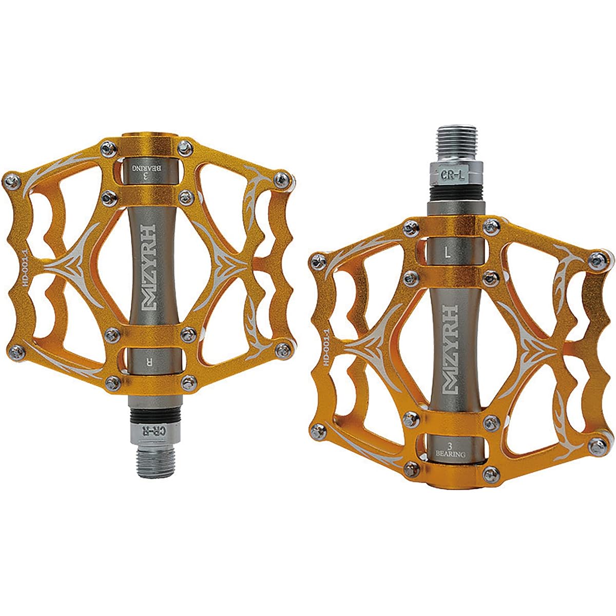 Lanx. Notched Aluminum Pedal Left and Right Set with 3 Bearings for Bicycle, Mountain Bike, MTB, Cross Bike, Pair 380g