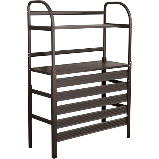 Living Out Aluminum Outdoor Unit Cover with Shelf - Dark Brown Body: Depth 38.3cm Body: Height 109.5cm Body: Width 90cm