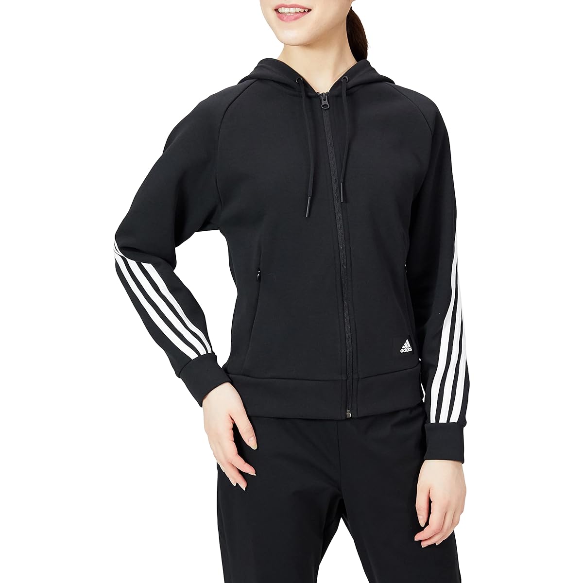 Adidas V0687 Women's Sweatshirt Hoodie Sportswear Future Icon 3 Stripes Hooded Track Top