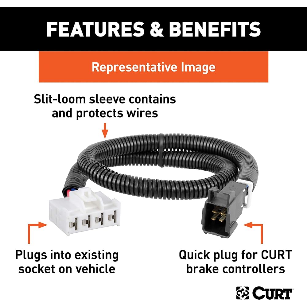 CURT 51332 Quick Plug Electric Trailer Brake Controller Wiring Harness Dodge Lam 1500, 2500, 3500, Dakota, Durango, Chrysler Aspen