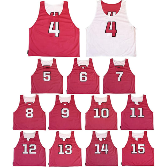 ATHLETIC MART Bibs (reversible) No. 4 to 15, front and back/front and back numbered, set of 12 [storage mesh bag included] [all 4 colors of bibs] Men and women free Adults, elementary school students, high school students, soccer, basketball, school, lac